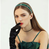 Wecoe Rhinestone Headband Dark Green Bling Sparkly Crystal Diamond Thin Hair Band for Women Girls Fashion Accessory for
