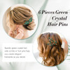 inSowni 7 Pieces Vintage Proms Bridal Wedding Glitter Green Rhinestone Crystal Gold Metal Hair Side Combs Slides Ushaped