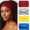 CAKURE Wide Headbands African Head Wraps Extra Wide Turban Headband Yoga Running Hair Accessories for Women Pack of 4