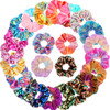 WILLBOND 20 Pcs Sequin Scrunchies Shiny Metallic Hair Tie Bands Sparkly Ropes Mermaid Elastic Scrunchy Glitter Colors Ra