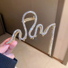 Jumwrit Large Rhinestone Hair Claw Clip with Big Wave Long Tassel Chain Strong Metal Hold for Thick Hair Gold