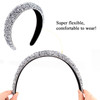Wecoe Rhinestone Diamond Bling Glitter Sparkle Silver Fashion Headbands for Women and Girls Thick Padded Hair Accessorie
