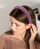 Wecoe Rhinestone Rose Red Diamond Bling Glitter Sparkle Fashion Headband for WomenGirls Thick Padded Homecoming Hair Acc