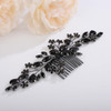 Teyglen Bridal Black Crystal Hair Comb Flower Wedding Hair Side Comb Vintage Black Flower Crystal Rhinestone Hair Pieces