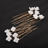 Teyglen Bride Wedding Hair Pins Flower Bridal Hair Clips Decorative Hair Jewelry Accessories Handmade Gold Silver White