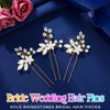 Heread Crystal Bride Wedding Hair Pins Flower Bridal Hair Pieces Pearl Hair Accessories for Women and Girls Pack of 3 C
