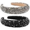 AHONEY 2 Pack Rhinestone Headband Sequin Beaded Pearls Head Band Glitter Cute Headband Birthday Prom Hair Accessories Fo