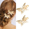 BARTOSI Butterfly Hair Clips Gold Rhinestone Hair Clip Small Fancy Butterfly Hair Accessories for Women and Girls Pack o