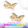 BARTOSI Butterfly Hair Clips Gold Rhinestone Hair Clip Small Fancy Butterfly Hair Accessories for Women and Girls Pack o
