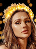 Catery Gold Leaf Headband Light up Greek Goddess Crown Headpiece Costume Accessories for Women