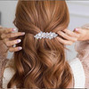 Andelaisi Vintage Rhinestone Hair Clip Gold Cz Pearls Hair Barrettes Pearl Barrette Head Clips Crystal Pearls Hairclip D