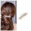 Iaceble Sparkly Crystal Hair Barrette with Gold Leaf for Bridal Headdress Shining Wedding Hair Clip Decorative Accessori