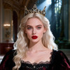 Salliy Black Crown Rhinestone Tiara and Crowns Crystal Queen Tiara Gothic Hair Accessories Wedding Crowns Halloween Cost