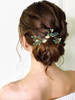 Latious Emerald Green Bride Wedding Rhinestones Hair Pins Gold Leaf Bridal Hair Pieces Crystal Hair Accessories for Wome