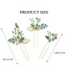 Latious Emerald Green Bride Wedding Rhinestones Hair Pins Gold Leaf Bridal Hair Pieces Crystal Hair Accessories for Wome