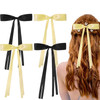 FOWSRHRG 4PCS Bow Hair Clips for Women Satin Tassel Bow Hair Ribbons Yellow Black Long Ribbon Hairpin Fashion Hair Acces