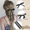 FOWSRHRG 4PCS Bow Hair Clips for Women Satin Tassel Bow Hair Ribbons Yellow Black Long Ribbon Hairpin Fashion Hair Acces