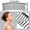 Hicarer 5 Pcs Black Metal Wire Hair Combs 30 Teeth Wire Twist Bridal Wedding Veil Combs