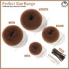 Teenitor Hair Bun Maker for Kids Girls Hair Donuts Ballet Bun in 4 Sizes Light Brown
