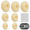 TsMADDTs Ring Style Bun Maker Set 7 Golden Bun Makers 5 Hair Ties 20 Bobby Pins for Chignon Hairstyles