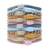 L Erickson Pink and Blue Hair Ties for Thin Hair Narrow Grab Go Ponytail Holders 12 Pack Ballerina Thin NoCrease Bands w