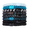 L Erickson Blue Hair Ties for Thick Hair Grab Go Ponytail Holders 8 Pack Blue Tide Thick NoCrease Bands with Strong Hold