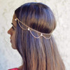 Ursumy Indian Hair Chain Festival Hair Jewelry Pearl Headchain Tassel Headpiece Wave Head Chain for Women Gold