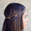 Ursumy Indian Hair Chain Festival Hair Jewelry Pearl Headchain Tassel Headpiece Wave Head Chain for Women Gold