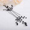 Teyglen 3pcs Black Pearl Crystal Wedding Hair Pins Set for Bride Wedding Hair Accessories Handmade Black Pearl Hair Piec