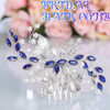 Unsutuo Navy Blue Rhinestone Hair Comb Saffire Crystal Hair Pieces Pearl Wedding Hair Accessories for Women and Girls