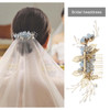 Micro Traders Hair Comb Wedding Bridal Hair Clip Rhinestone Pearl Floral Headpiece Hair Accessories for Bridesmaid Blue