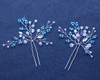 FXmimior Hair Pins Bridal Women Light Blue Crystal Vintage Wedding Party Headpiece Hair Clip Crystal Hair Accessoriespac
