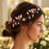 Yean Bride Wedding Hair Vine Headband Gold Leaf Bridal Accessories for Women Rose Gold