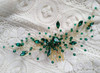 BERYUAN Women Bridal Teardrop Emerald Green Crystal Hair Comb Wedding Hair Accessory Rhinestone Hair Piece Party Headres