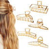 5 Pack Large Gold Hair Clips for Thick Hair Metal Cross Claw Clip NonSlip Banana Hair Claw Clips Hair Catch Barrette Fre
