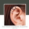 NAISKA 24PCS Black Hair Jewelry for Braids with Crystal Rhinestone Loc Accessories Metal NonPiercing Ear Cuffs and Clips
