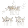 Sppry Elegant Rhinestone Pearl Hair Combs Jewelry Floral Crystal Hair Accessories for Bridal Women at Wedding Prom Set o