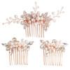 Sppry Elegant Rhinestone Pearl Hair Combs Jewelry Floral Crystal Hair Accessories for Bridal Women at Wedding Prom Set o