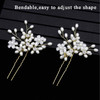 Sppry Elegant Pearl Wedding Hair Pins Bendable Floral Crystal Hair Accessories for Bridal Women Pack of 3 Gold