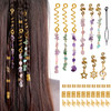 40Pcs Hair Jewelry for Braids hoyuwak Natural Colored Crystal Stone Hair Braid Accessories Metal Hair Charms Gold Loc Dr