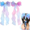 2 Pcs Ribbon Hair Bows for Girls Colorful Princess Hair Barrettes Alligator Clips Valentines Day Gifts for Daughter Girl