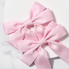 Silky Satin Hair Bows and Ribbons 2PCS Pink Alligator Clips for Ponytail Holders Hair Accessories for Women Girls Toddle