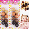 Beauty Town 8 Pcs 40mm Hair Ties with Balls Bubble Twinbead Ponytail Holders for Girls Brown Assorted