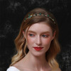 Aimimier Baroque Bridal Crystal Headband Vintage Embellished Green Rhinestone Crown Thin Bee Hair Hoop for Women