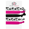 Sportybella Soccer Hair Ties 5pc Set No Crease Ponytail Holders Bracelets Pink Black White Soccer Ball Design Cute Socce