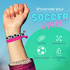 Sportybella Soccer Hair Ties 5pc Set No Crease Ponytail Holders Bracelets Pink Black White Soccer Ball Design Cute Socce