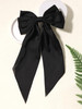 Furling Pompoms Hair Bow Clips Black White Big Satin Barrette Alligator Clips Long Tail Hair Accessories for Women Girls