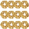 12 Pcs PU Leather Cheer Hair Scrunchies Gold Scrunchy School Performance Ponytail Holder Hair Accessories for Cheerleadi