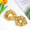 12 Pcs PU Leather Cheer Hair Scrunchies Gold Scrunchy School Performance Ponytail Holder Hair Accessories for Cheerleadi
