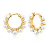 FAMARINE Pearl Hoop Earrings for Women 14K Gold Plated Cute Dainty Hoop Earrings Jewelry